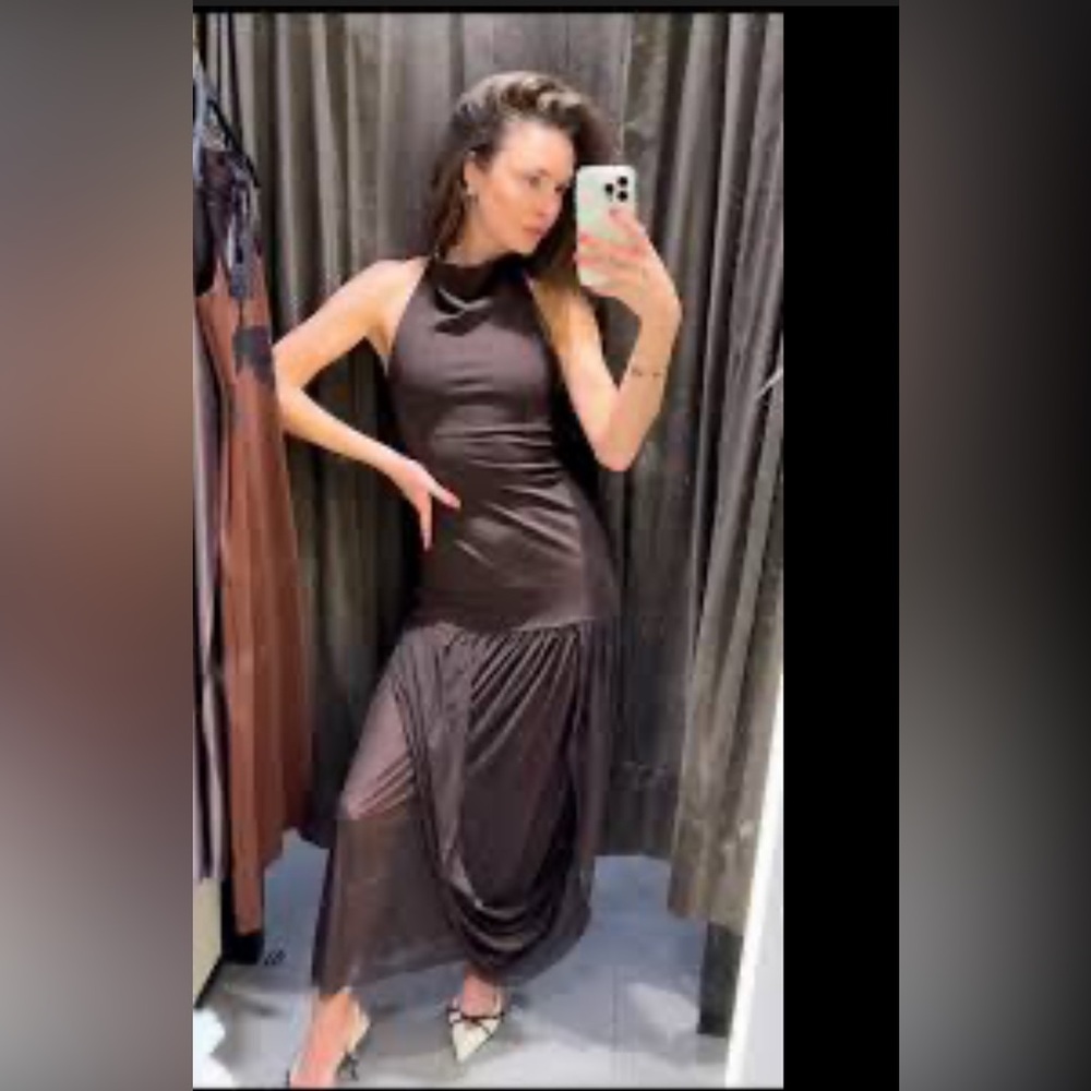 Zara halter neck dress with matching detail - Picture 4 of 8